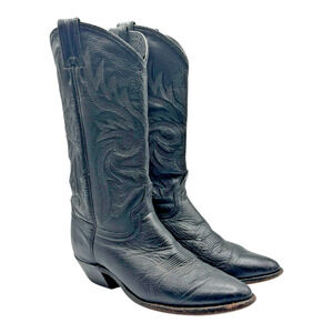 Abilene Boot Company Women's 6 M Black Leather Cowboy Western Boots Rodeo